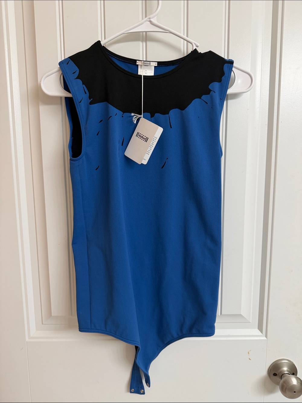 Wolford Royal Blue Sleeveless Bodysuit with Black Yoke